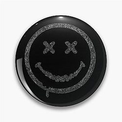 Distressed Grunge Nirvana Smile - Black Grey Fan Art Drip Style Pin