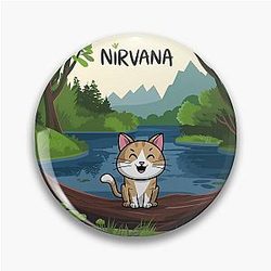 Nirvana and Cute Cat Artwork Pin