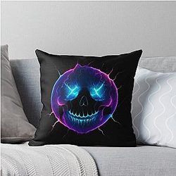 Electric Skull Smiley Nirvana Inspired Fan Art Throw Pillow