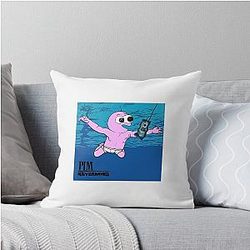 Nevermind - Smiling Friends Nirvana Throw Pillow