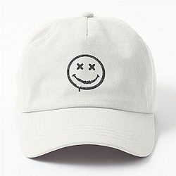 Distressed Grunge Nirvana Smile - Black Grey Fan Art Drip Style Dad Hat