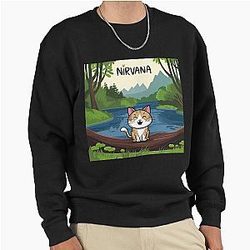 Nirvana and cute cat artwork Pullover Sweatshirt