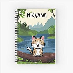 Nirvana and a cat artwork Spiral Notebook