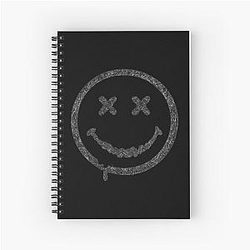 Distressed Grunge Nirvana Smile Black and Grey Fan Art Drip Style Spiral Notebook
