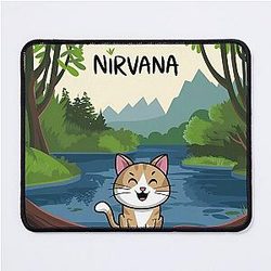 Nirvana and cute cat artwork Mouse Pad