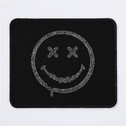 Distressed Grunge Nirvana Smile - Black Grey Fan Art Drip Style Mouse Pad
