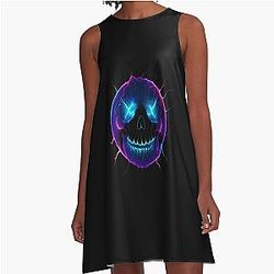 Electric Skull Smiley Nirvana Inspired Fan Art A-Line Dress