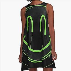 Minimalist Nirvana Inspired Smiley Face Art A Line Dress