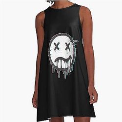Glitch Drip Smiley Nirvana Fan Art A-Line Dress