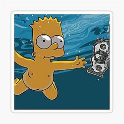 Bart Simpson Chasing Money Nirvana Cover Album Sticker