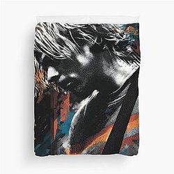 Kurt Cobain Nirvana Grunge Legend Smells Like Spirit MTV Unplugged Guitar Portrait Nevermind In Utero Bleach Fan Illustration Poster T-Shirt Sticker Gift Duvet Cover