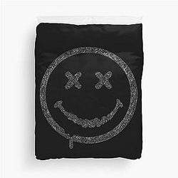 Distressed Grunge Nirvana Smile Black and Grey Fan Art Duvet Cover