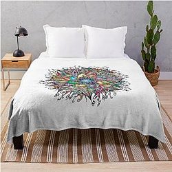 Nirvana Mandala Geometry Sacred Fractal Art Throw Blanket