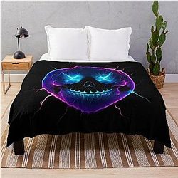 Electric Skull Smiley Nirvana Inspired Fan Art Throw Blanket