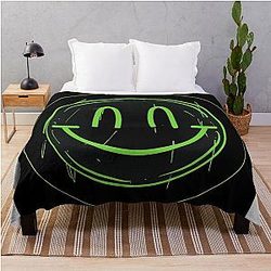 Minimalist Nirvana Inspired Smiley Face Art Throw Blanket