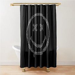Distressed Grunge Nirvana Smile Black Grey Fan Art Drip Style Shower Curtain