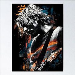 Kurt Cobain Nirvana Grunge Legend Smells Like Teen Spirit MTV Unplugged Guitar Portrait Nevermind In Utero Bleach Fan Art Sticker Gift