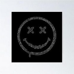 Distressed Grunge Nirvana Black & Grey Fan Art Drip Style Poster