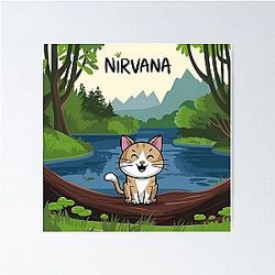 Nirvana and Cat Artwork Poster