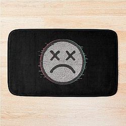 Glitched Silver Smiley Nirvana Fan Art Bath Mat