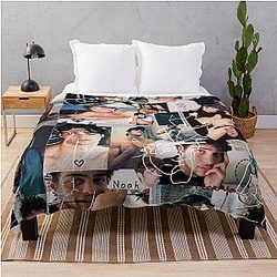 Line art picture collage Noah Centineo throw blanket
