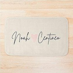 Noah Centineo Name in Cursive with Pink Heart Bath Mat