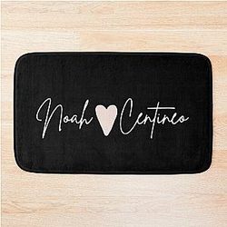 Noah Centineo Name in White Cursive with Pink Heart Bath Mat