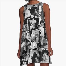 Cute dreamy Noah Centineo picture collage Black and White A Line Dress