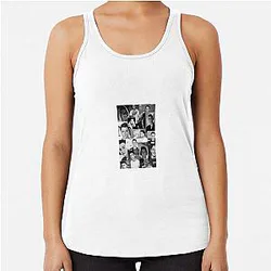 Black and White Noah Schnapp Racerback Tank Top