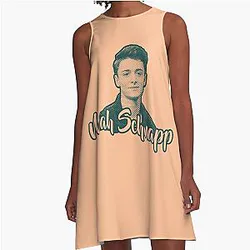 Noah Schnapp Brown Dark Green Retro Style A Line Dress