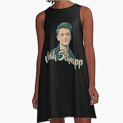 Noah Schnapp Brown Dark Green Retro Style A-Line Dress