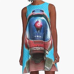 No Man's Sky Blue A-Line Dress
