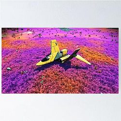 No Man's Sky  - Ship on Purple Grass Poster