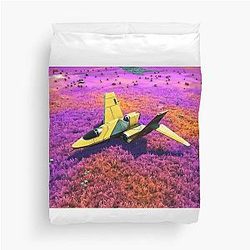 No Man's Sky - Ship on Purple Grass Duvet Cover