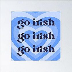 Blue Retro Notre Dame Heart Design Poster