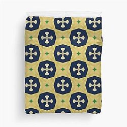 Pattern 116 Gold Navy Green Notre Dame inspired Duvet Cover