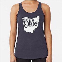 Cute Ohio State Map Love Buckeye Home Shirt Racerback Tank Top