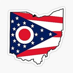 Ohio State Flag with State Map Sticker