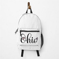 I Love Ohio - Ohio Script With Heart-Shaped Flags Backpack