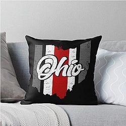 Vintage Ohio State Map Throw Pillow