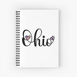 I Love Ohio Script With Heart Shaped Flags Spiral Notebook