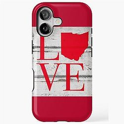 Love Ohio Rustic Map Pride Stickers iPhone Case