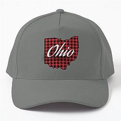 OHIO Buffalo Plaid State Map Pride Baseball Cap