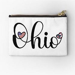 I Love Ohio - Ohio Script With Heart Embellished Zipper Pouch
