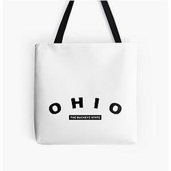 Favorite State Slogan Minimalistic Design OHIO All Over Print Tote Bag
