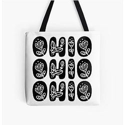 Ohio Floral Over Print Tote Bag