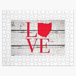 Love Ohio Rustic Wood Map Pride Stickers Jigsaw Shirts Puzzle