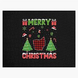 Ohio Buffalo Plaid Ugly Christmas Jigsaw Puzzle