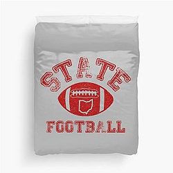 State of Ohio Distressed Football Duvet Cover
