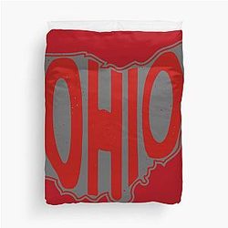 Ohio Gray and Red Duvet Cover